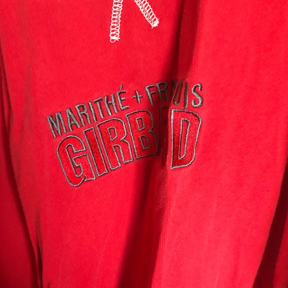 Marithe Francois Girbaud Red Crewneck with Charcoal Trim